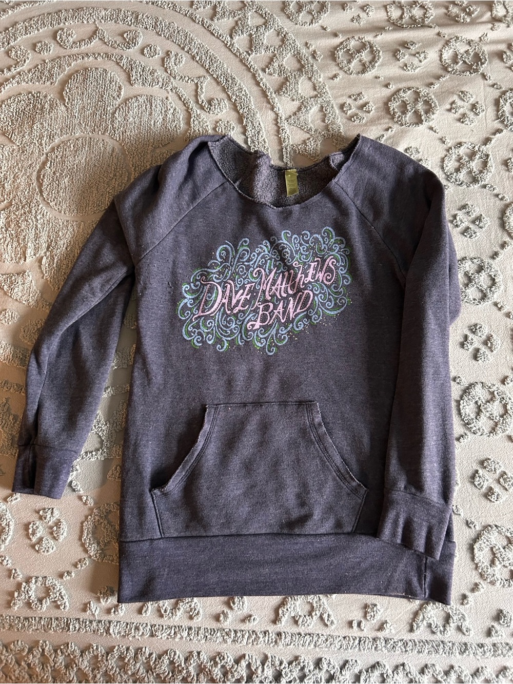 Alternative Women's Heather Charcoal Crewneck Sweatshirt with Pastel Graphic